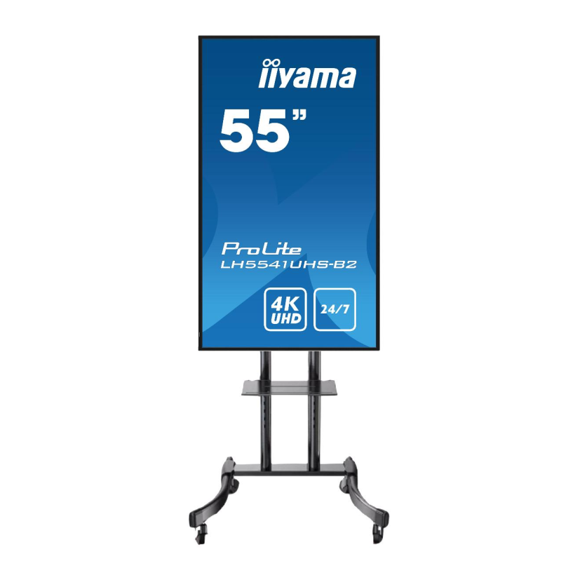 TOTEM AFFICHAGE DYNAMIQUE 55" 4K UHD FONCTIONNEMENT CONTINU 24/7 LH5541UHS-B2 AVEC ROULETTES